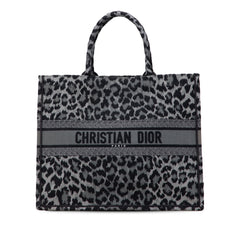 Mizza Large Embroidered Canvas Leopard Book Tote