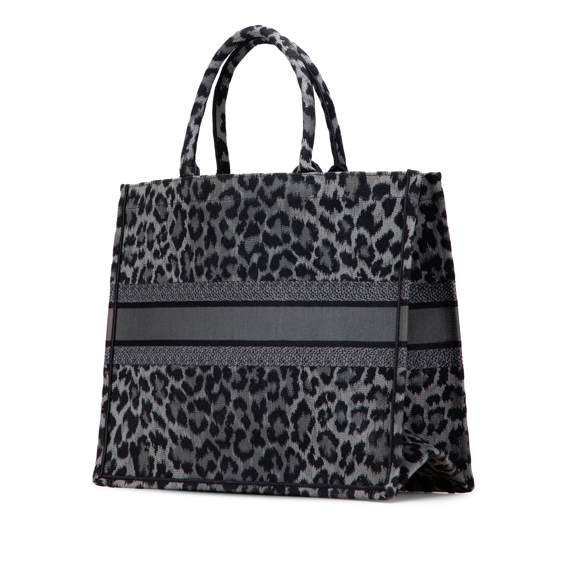 Mizza Large Embroidered Canvas Leopard Book Tote