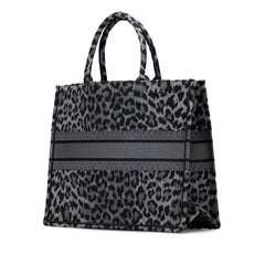 Mizza Large Embroidered Canvas Leopard Book Tote