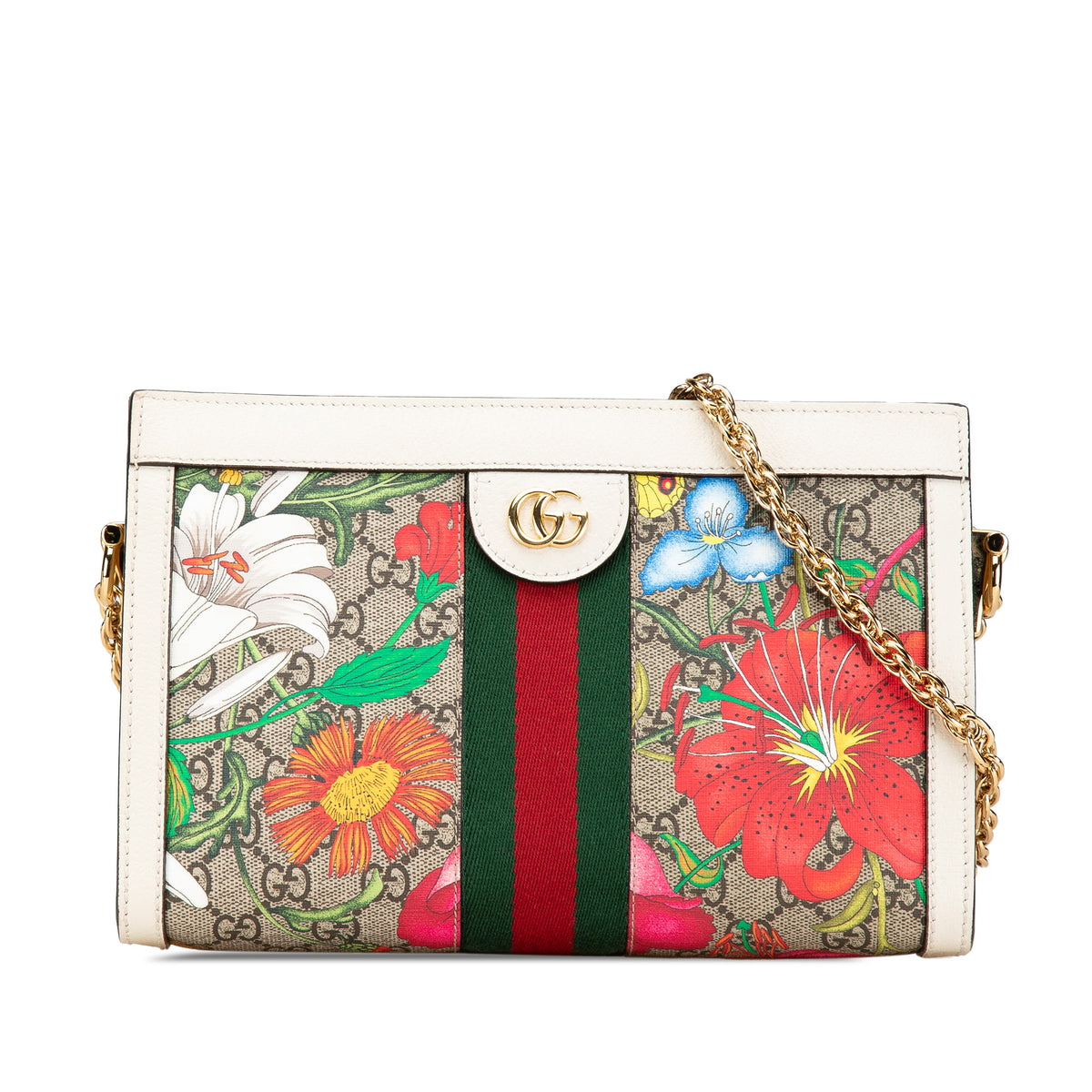 Small GG Supreme Flora Ophidia Chain Shoulder Bag