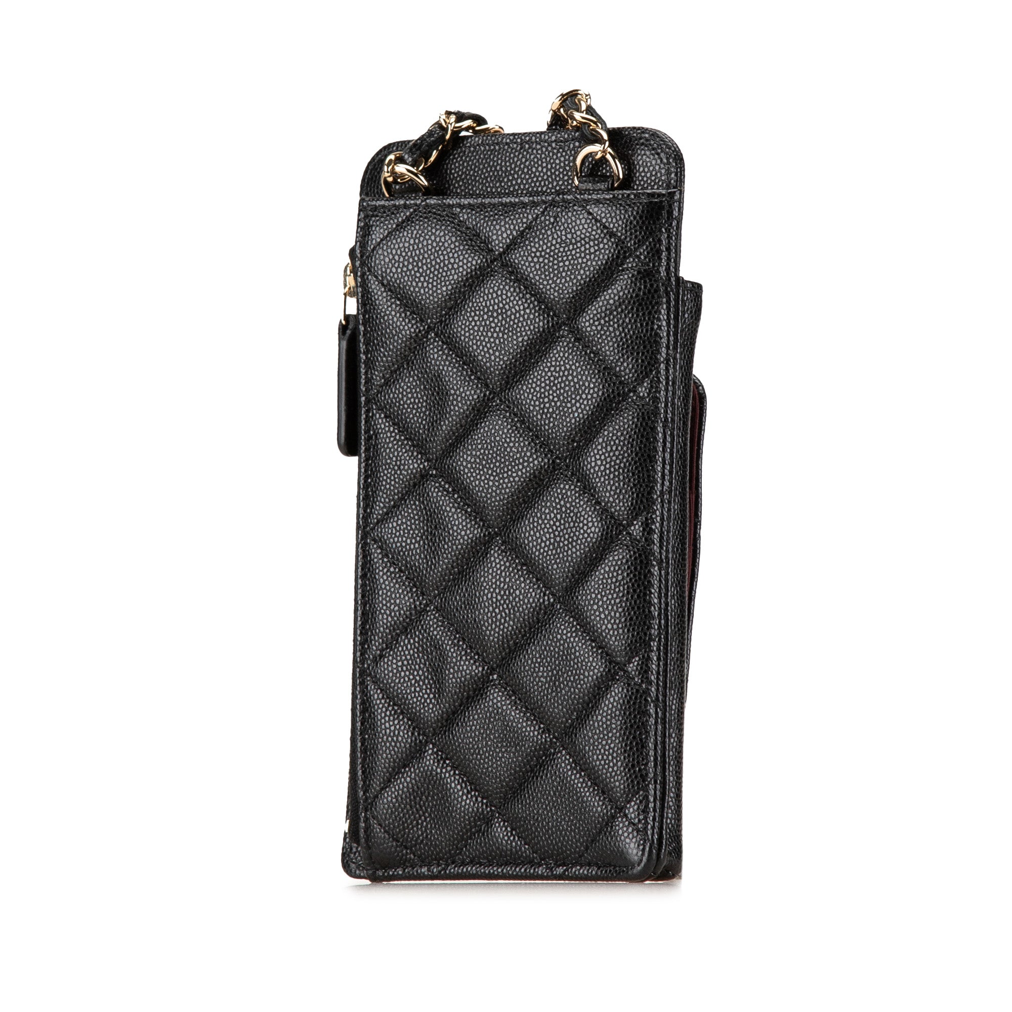 Quilted Caviar O Phone Holder with Chain