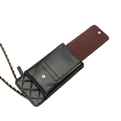 Quilted Caviar O Phone Holder with Chain