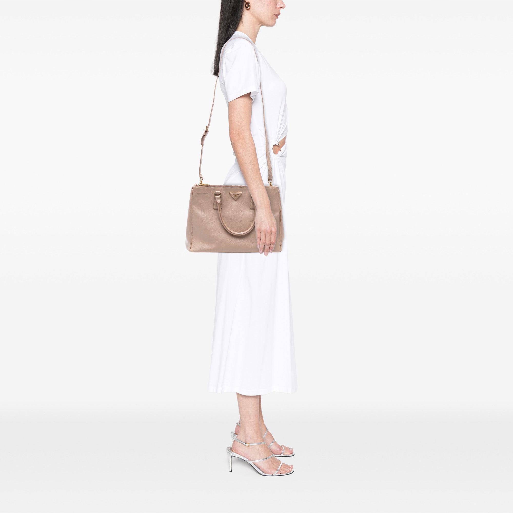 Medium Saffiano Lux Galleria Double Zip Satchel