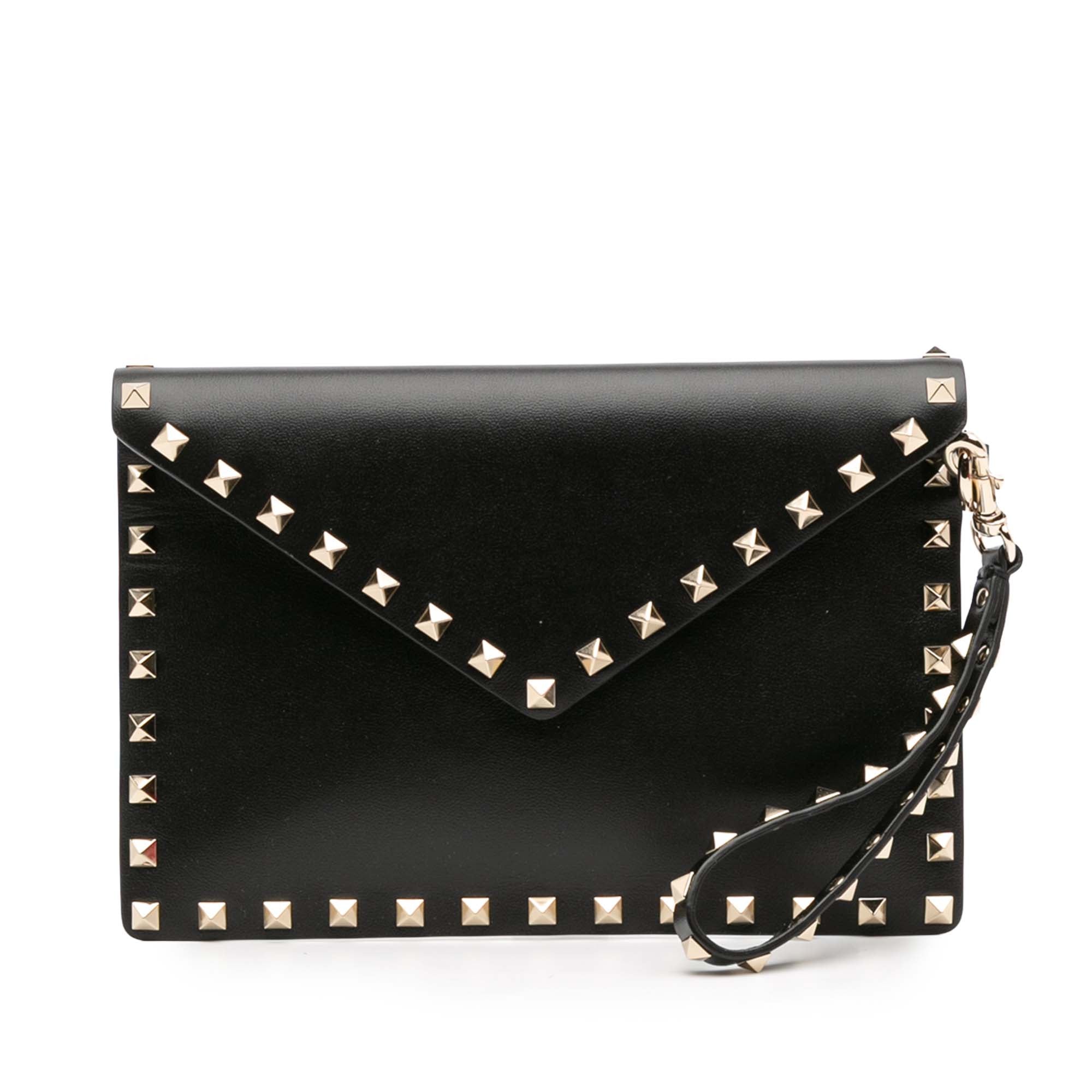 Calfskin Rockstud Envelope Flat Wristlet Clutch