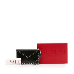Calfskin Rockstud Envelope Flat Wristlet Clutch