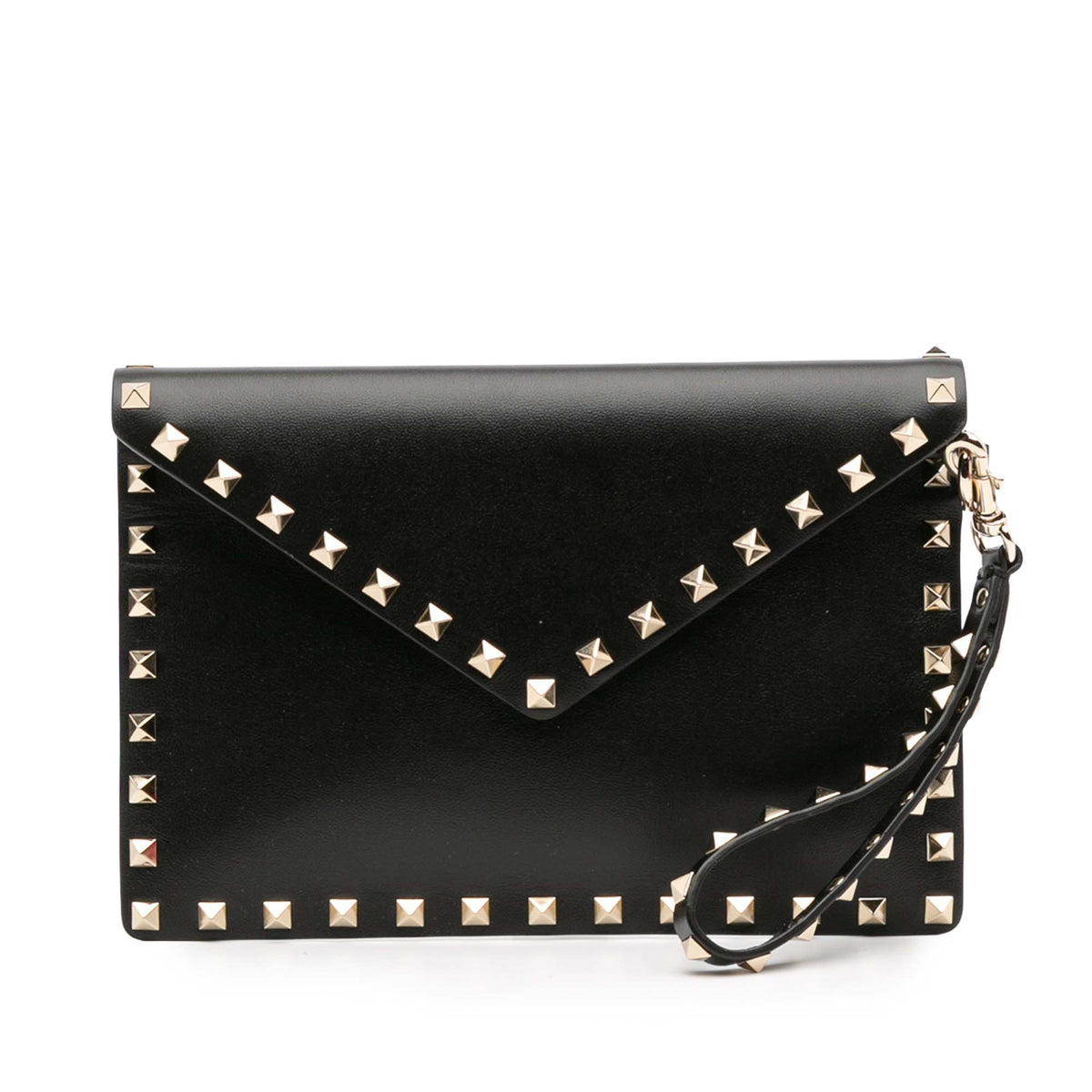Calfskin Rockstud Envelope Flat Wristlet Clutch