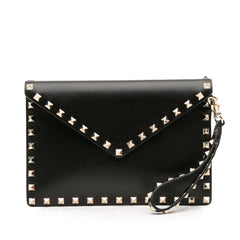 Calfskin Rockstud Envelope Flat Wristlet Clutch