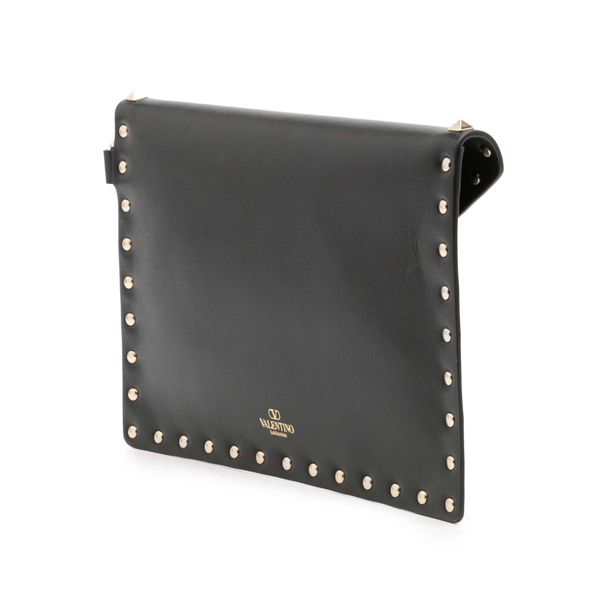 Calfskin Rockstud Envelope Flat Wristlet Clutch