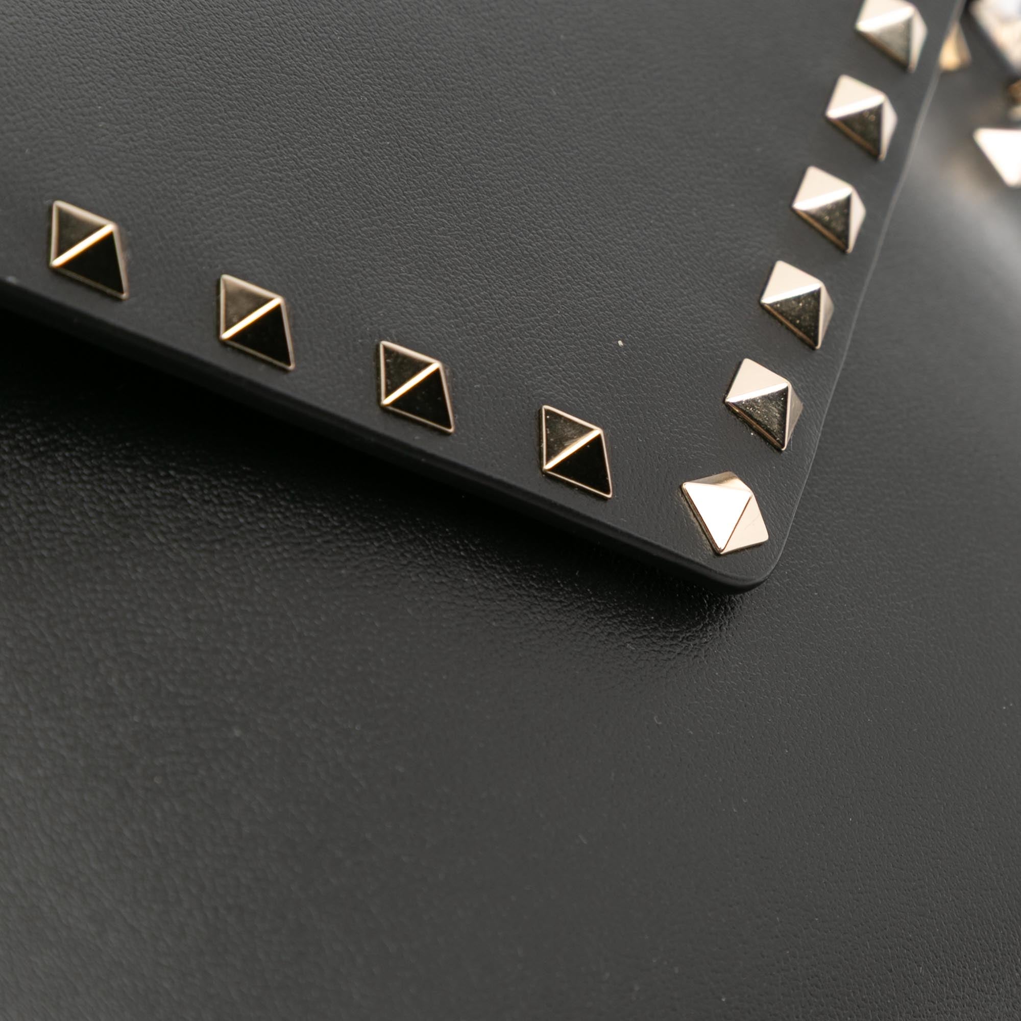 Calfskin Rockstud Envelope Flat Wristlet Clutch