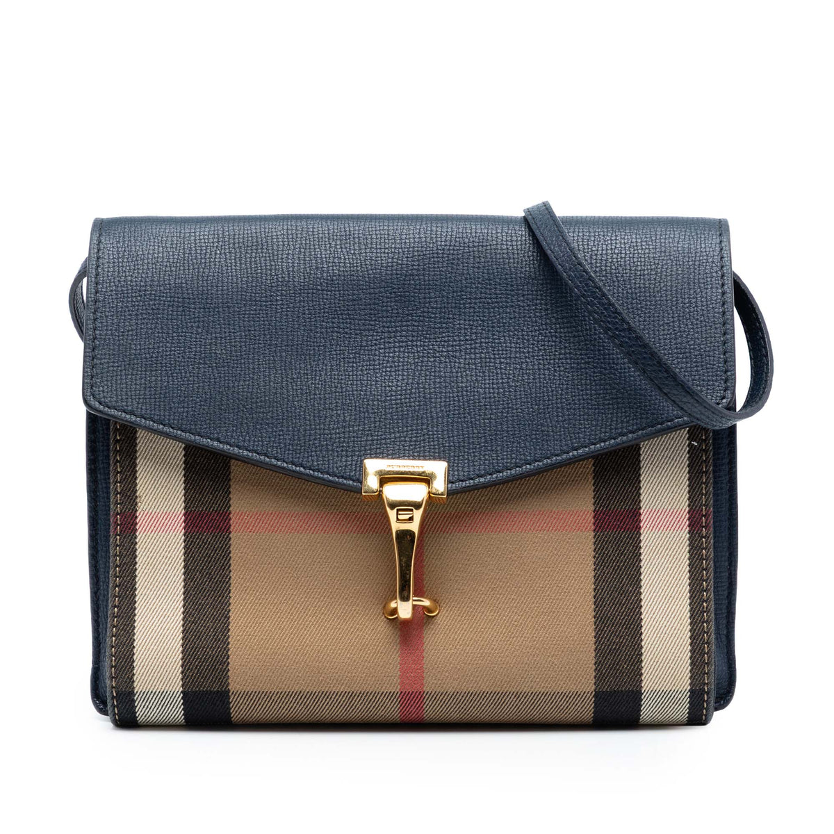 Small Leather and House Check Canvas Derby Macken Crossbody