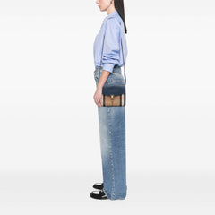 Small Leather and House Check Canvas Derby Macken Crossbody