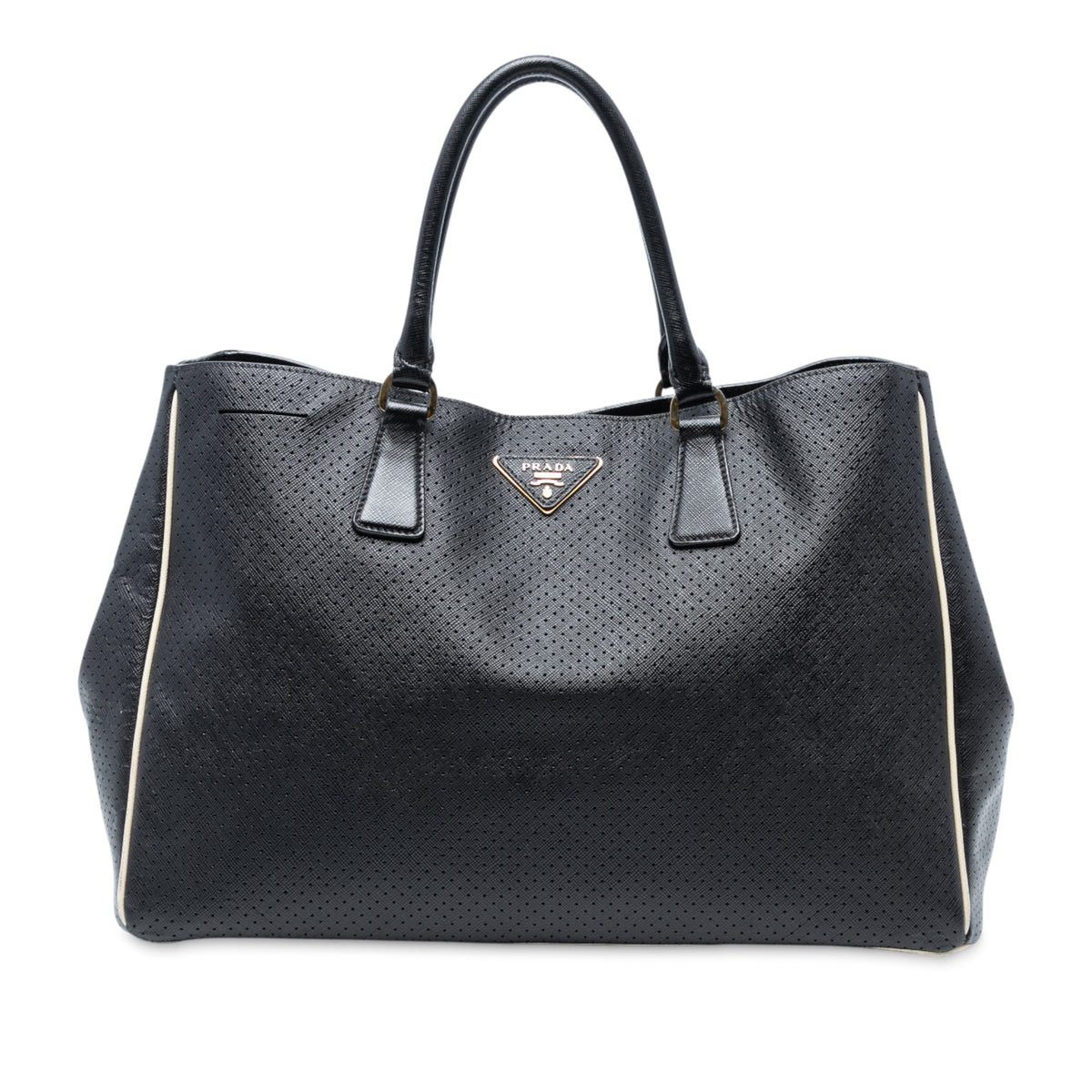 Large Perforated Saffiano Lux Galleria Tote