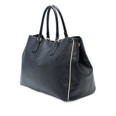 Large Perforated Saffiano Lux Galleria Tote