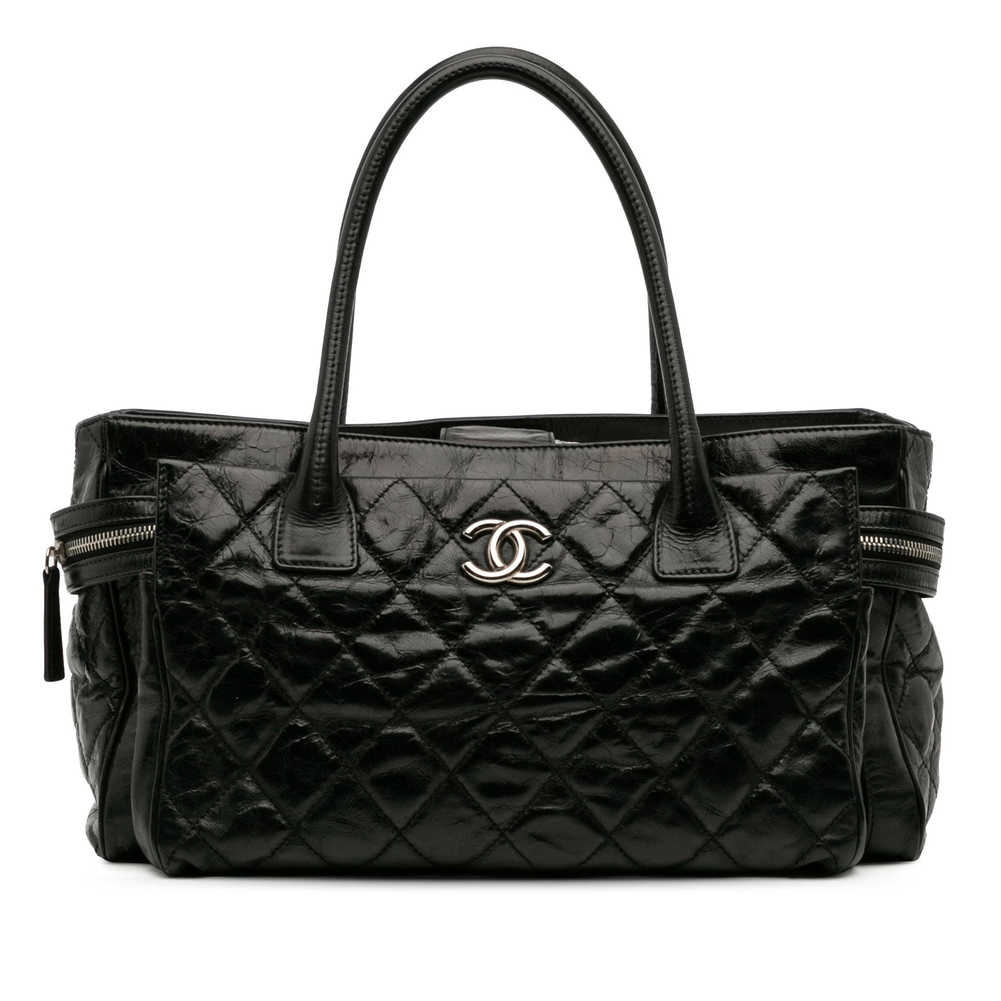 Medium Quilted Glazed Calfskin Executive Tote