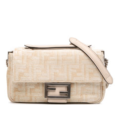 FF Chenille and Leather Chain Midi Baguette