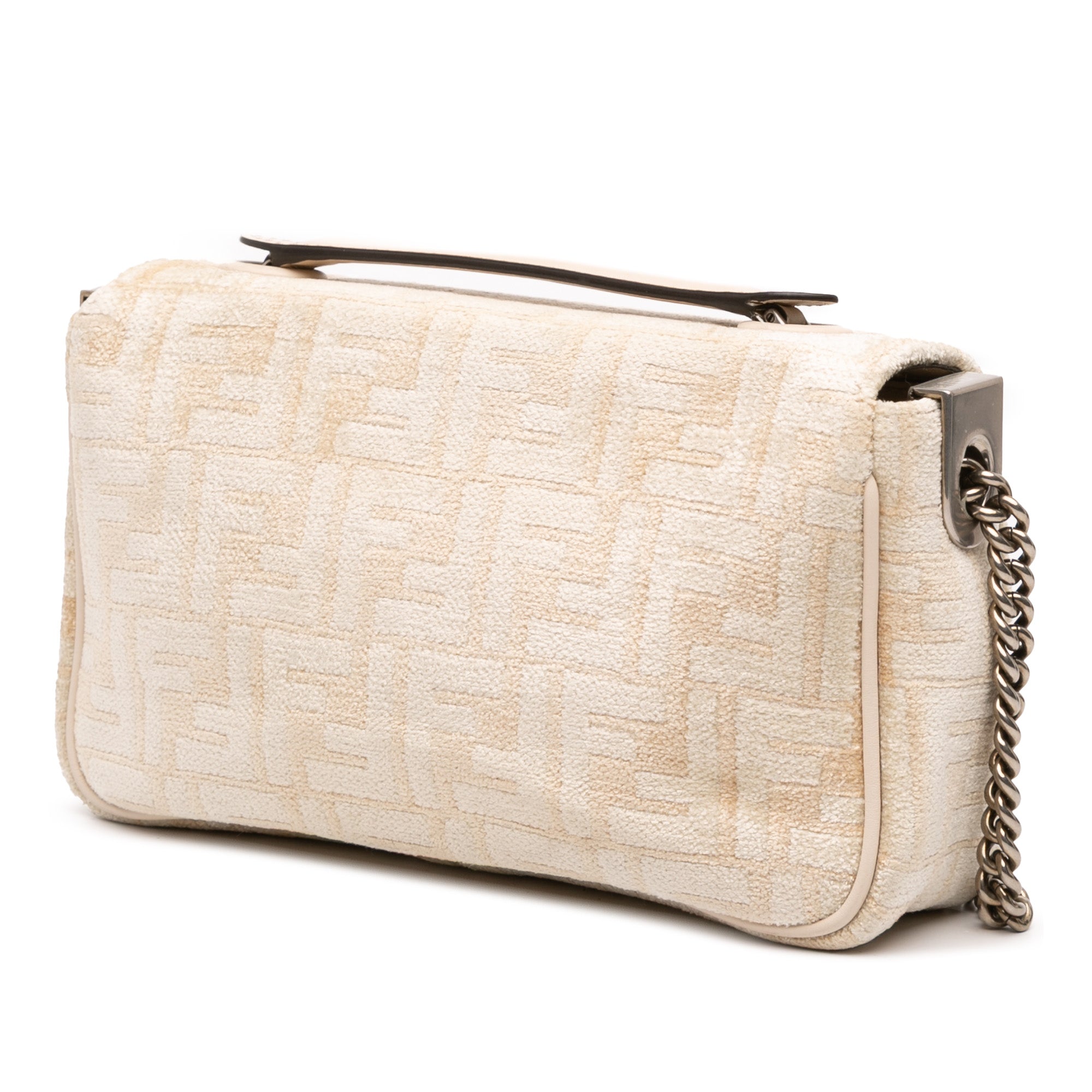 FF Chenille and Leather Chain Midi Baguette