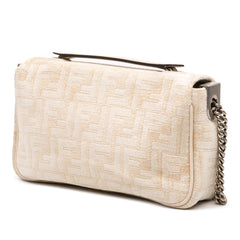 FF Chenille and Leather Chain Midi Baguette