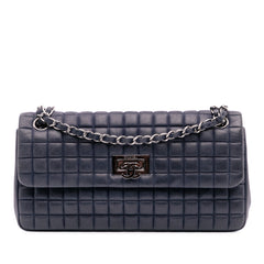 Chocolate Bar Iridescent Calfskin Bubble Flap