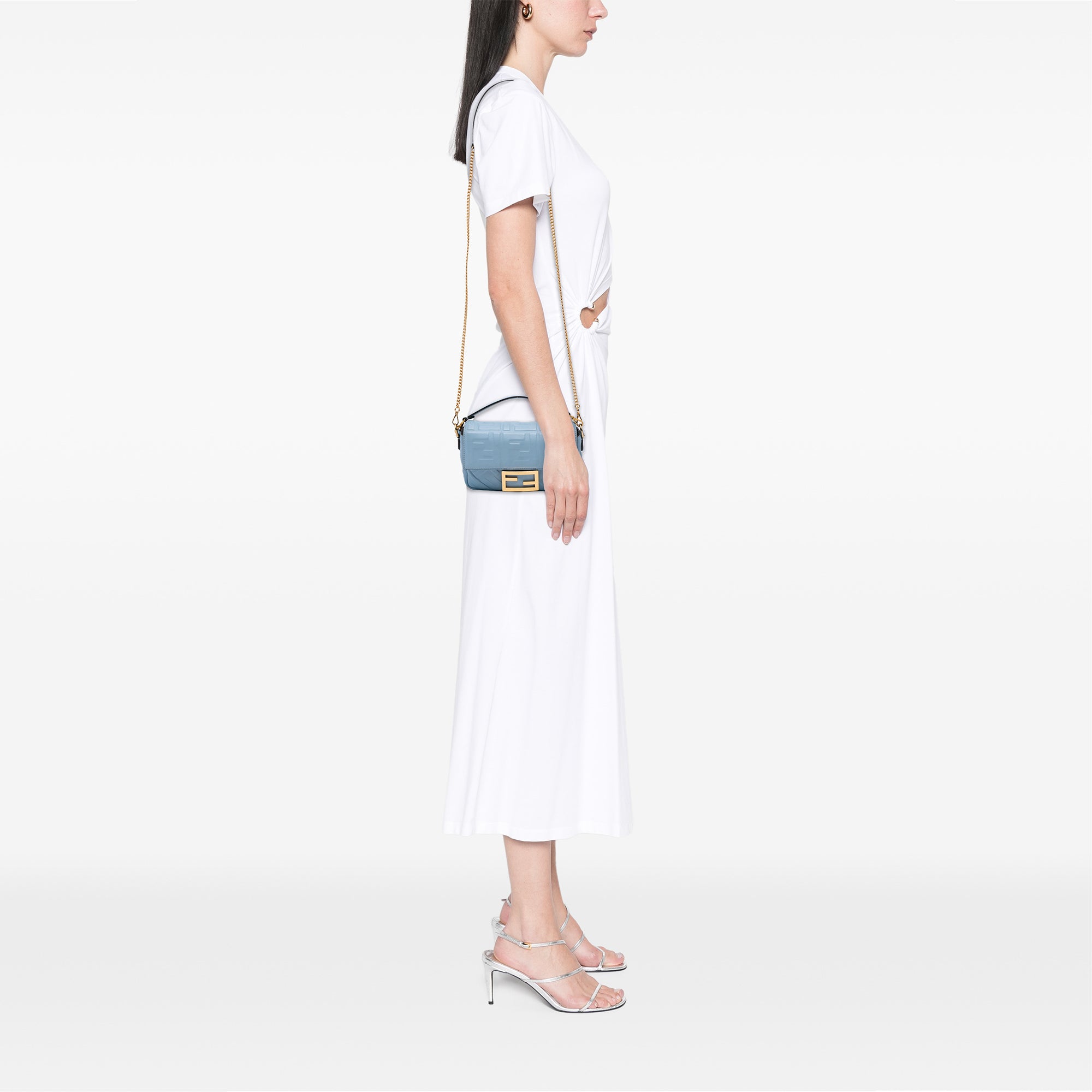 Mini Zucca Embossed Leather Baguette Satchel
