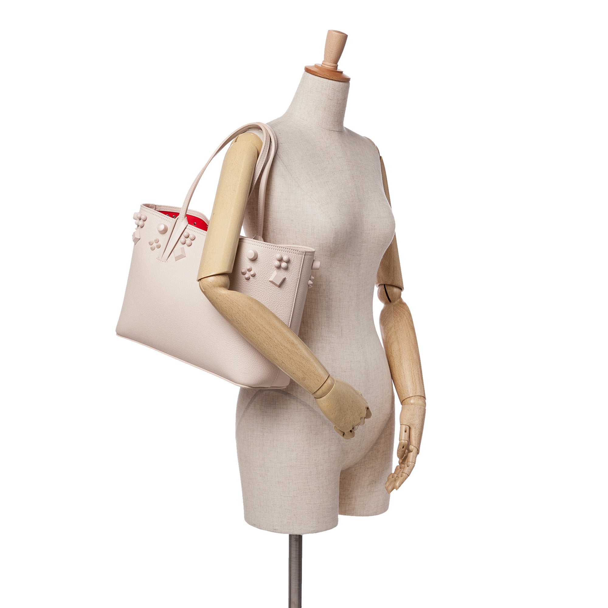 Small Grained Calfskin Studded Cabata Tote