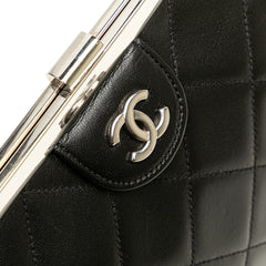 CC Quilted Lambskin Kiss Lock Frame Top Handle Bag