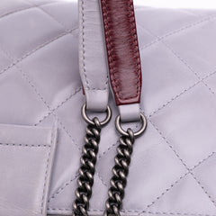 Quilted Glazed Calfskin Coco Pleats Chain Clutch
