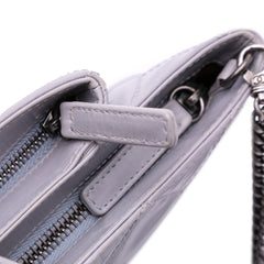 Quilted Glazed Calfskin Coco Pleats Chain Clutch