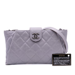 Quilted Glazed Calfskin Coco Pleats Chain Clutch