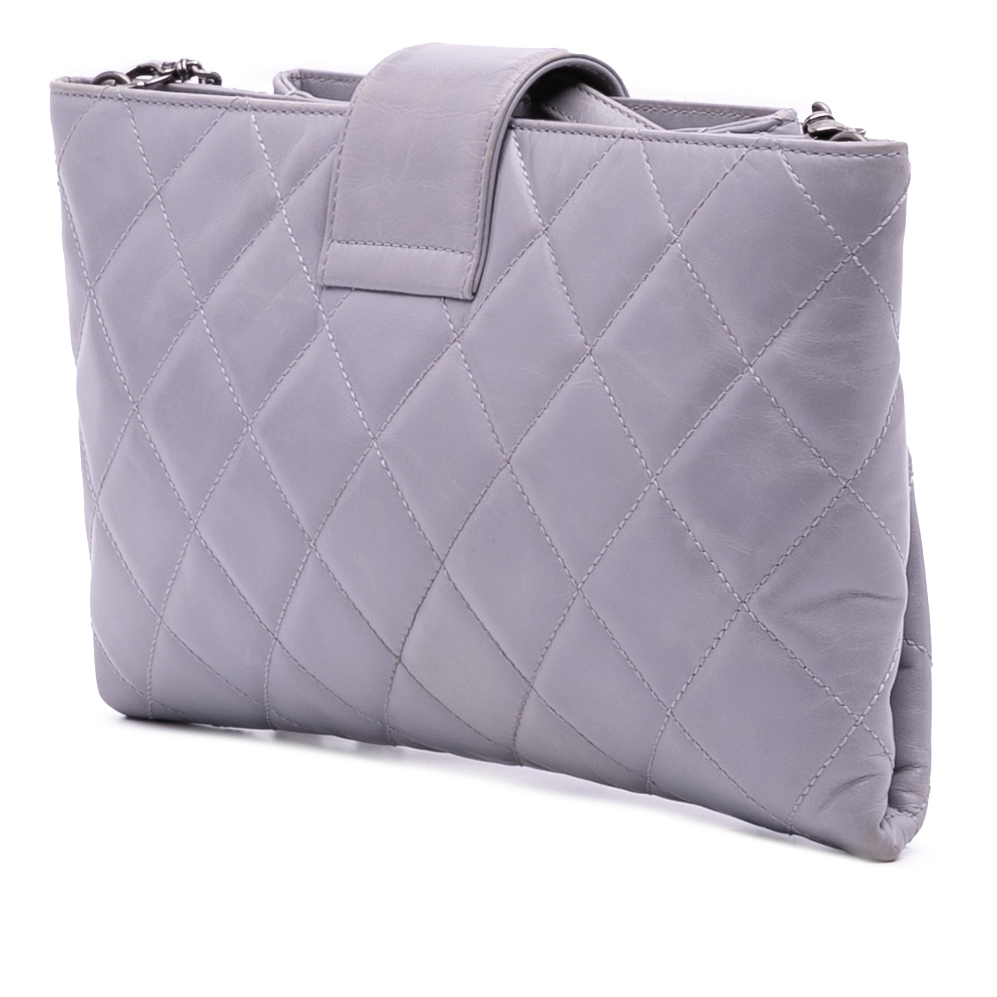 Quilted Glazed Calfskin Coco Pleats Chain Clutch