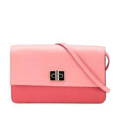 Saffiano Turn Lock Wallet on Strap