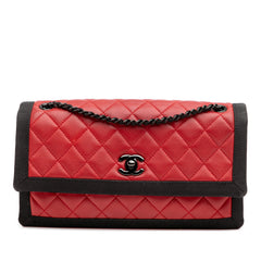 Medium Quilted Lambskin Grosgrain Two Tone Flap