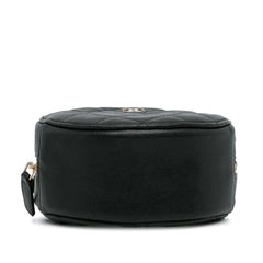 CC Quilted Caviar Round Clutch With Chain