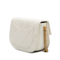 CC Quilted Lambskin Round Moon Messenger Flap