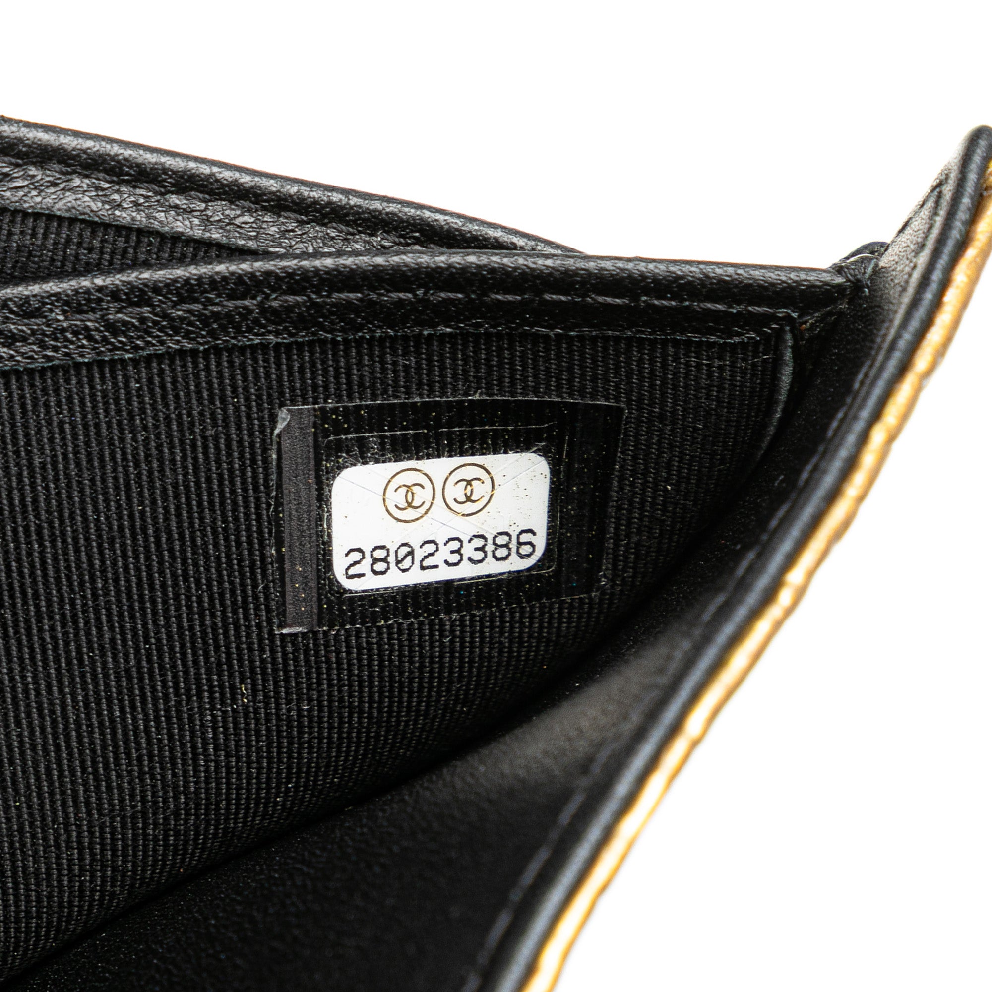 CC Metallic Calfskin Crocodile Embossed Compact Flap Wallet