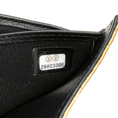 CC Metallic Calfskin Crocodile Embossed Compact Flap Wallet