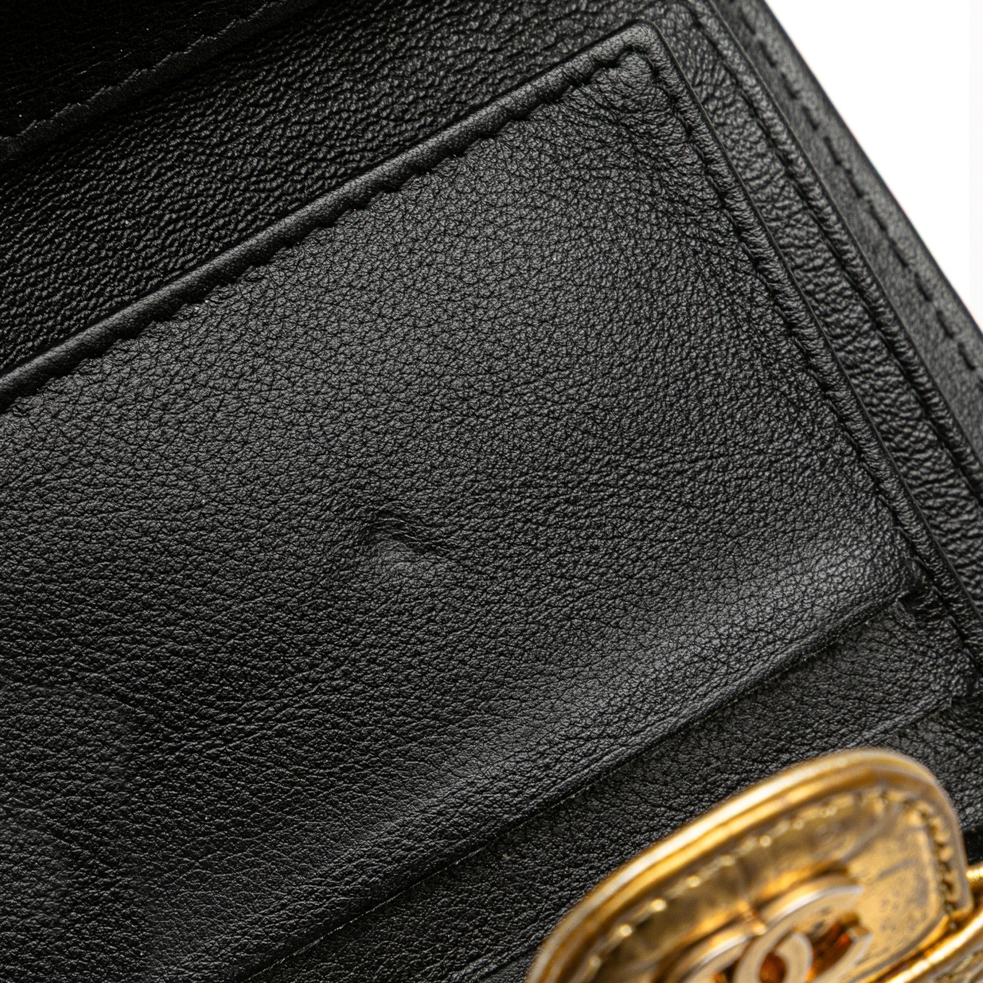 CC Metallic Calfskin Crocodile Embossed Compact Flap Wallet