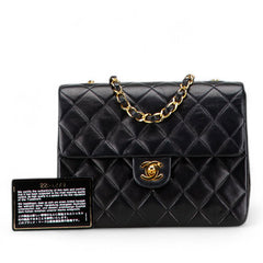 Square Quilted Lambskin Single Flap
