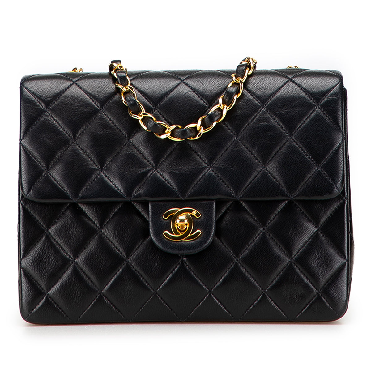 Square Quilted Lambskin Single Flap