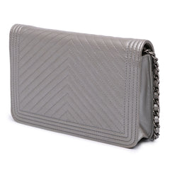 Chevron Metallic Caviar Boy Wallet On Chain