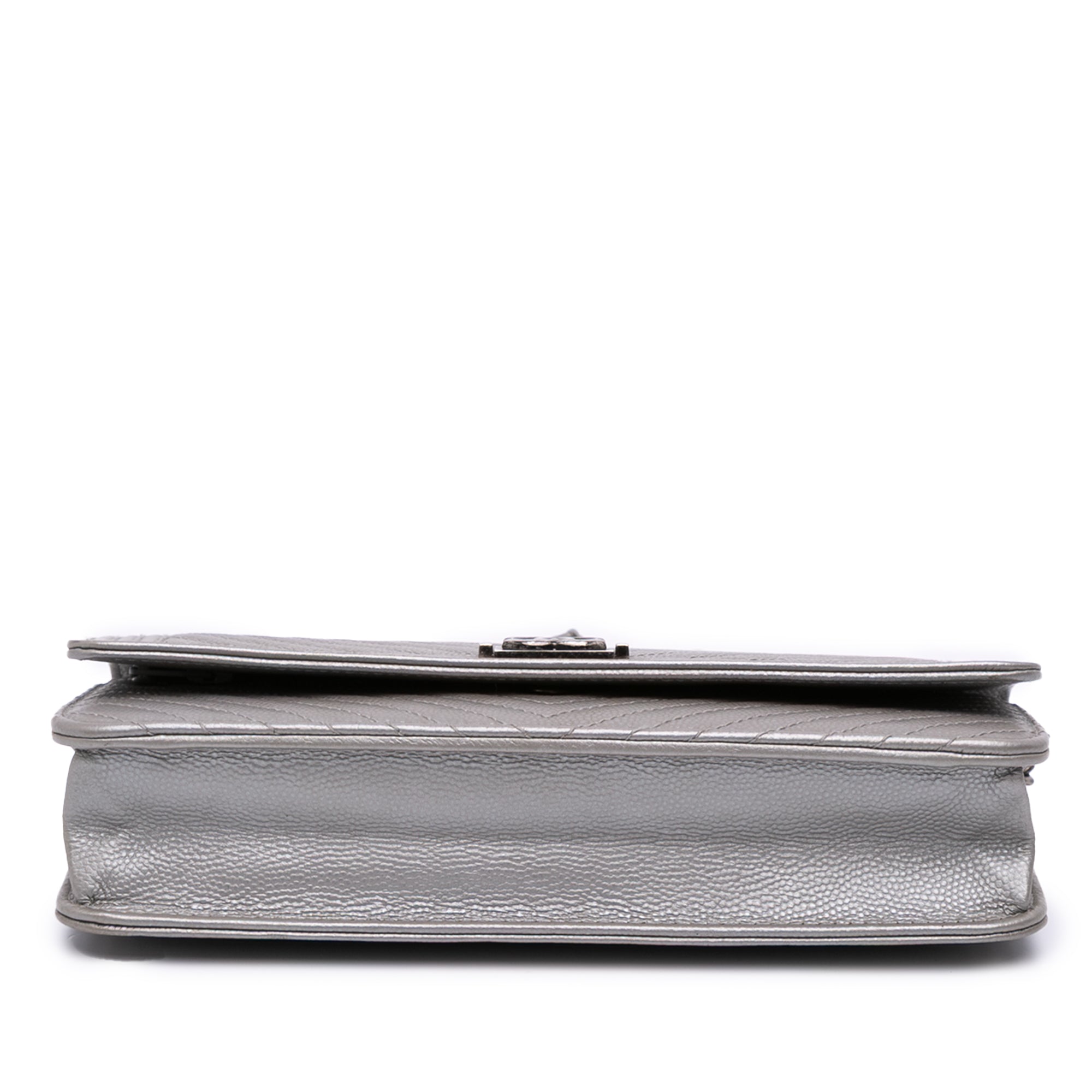 Chevron Metallic Caviar Boy Wallet On Chain