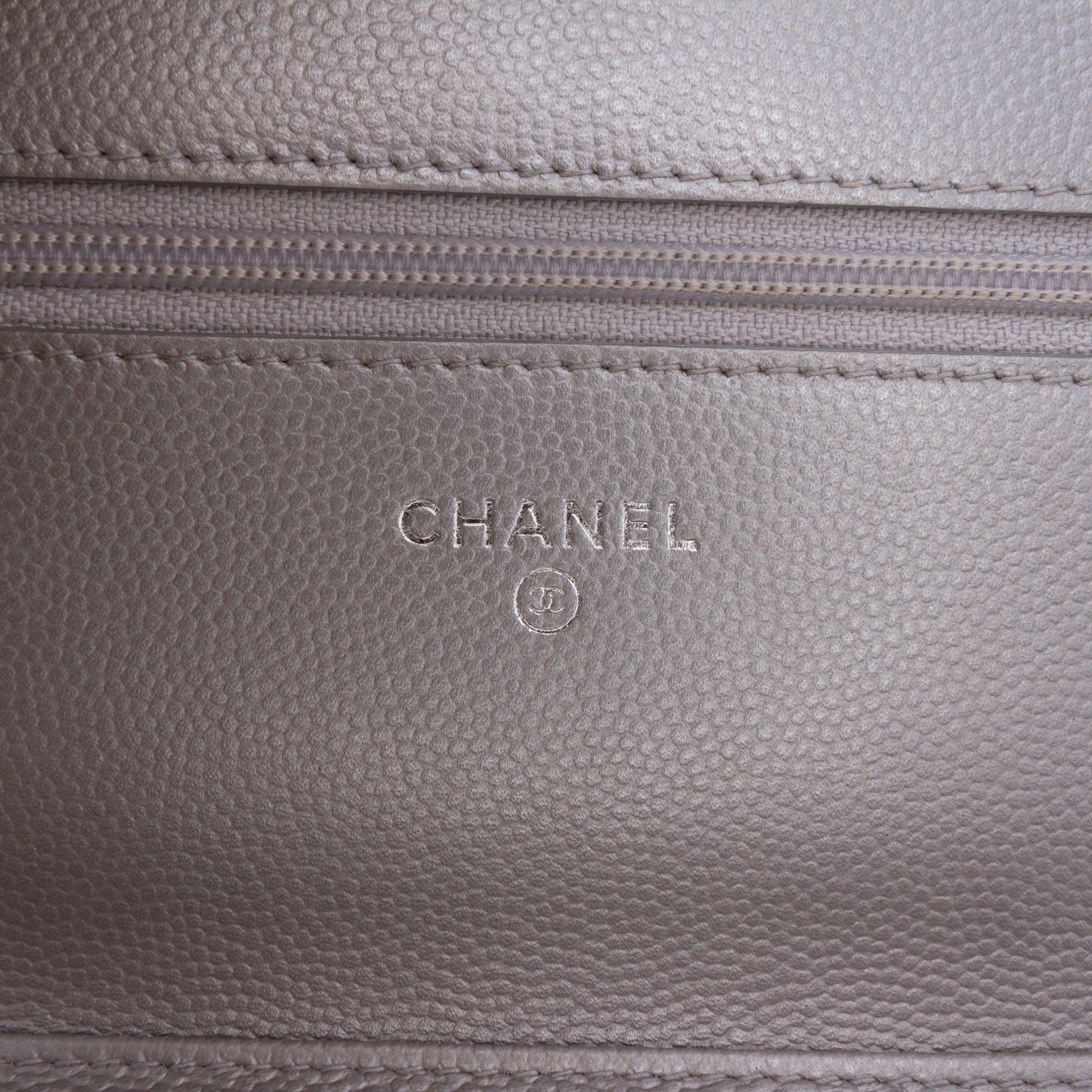 Chevron Metallic Caviar Boy Wallet On Chain