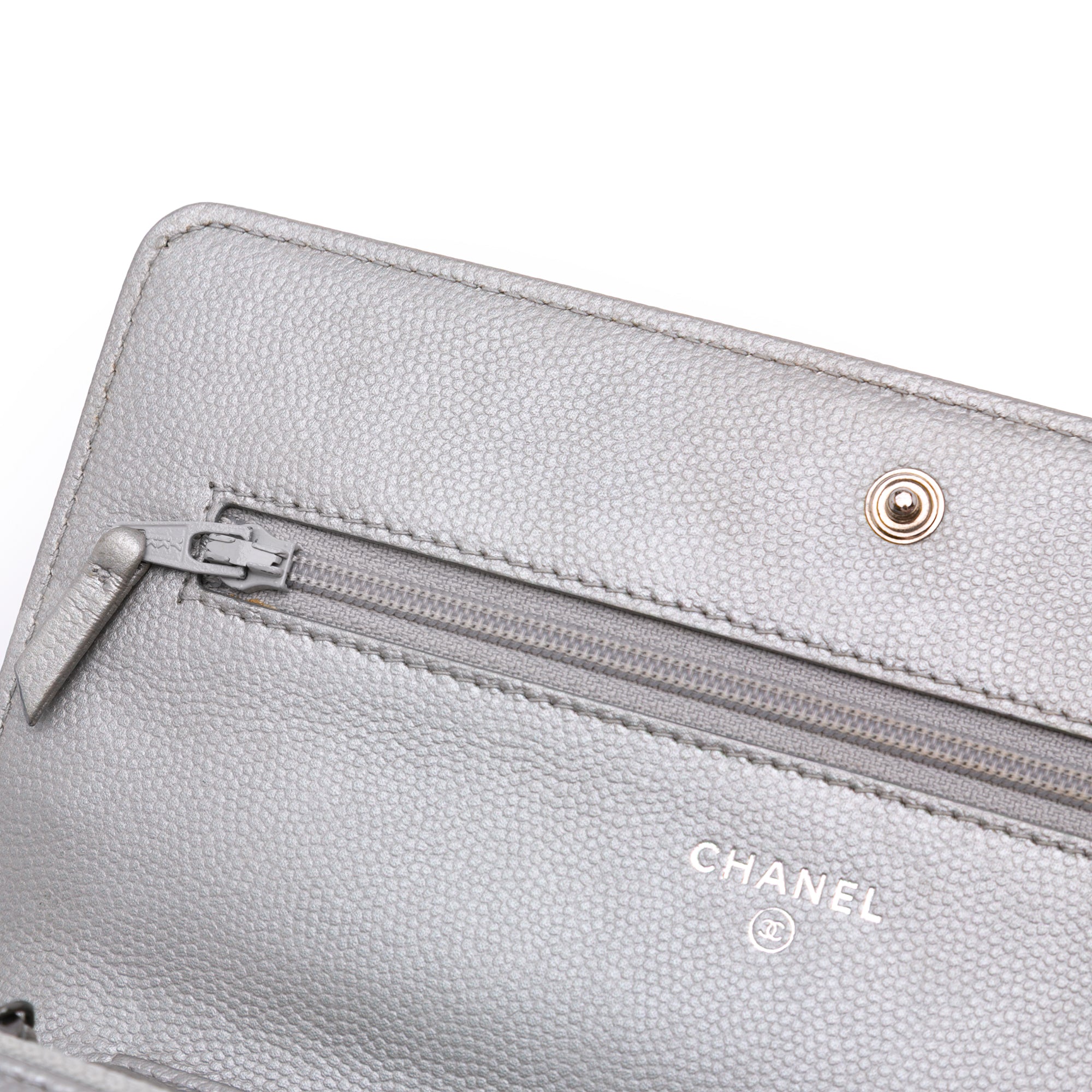 Chevron Metallic Caviar Boy Wallet On Chain