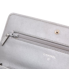 Chevron Metallic Caviar Boy Wallet On Chain