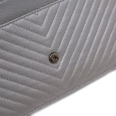 Chevron Metallic Caviar Boy Wallet On Chain