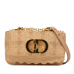 Small Embroidered Raffia Cannage Caro Bag