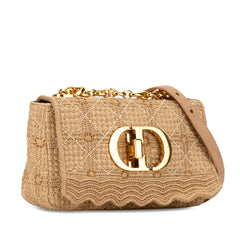 Small Embroidered Raffia Cannage Caro Bag