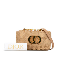 Small Embroidered Raffia Cannage Caro Bag