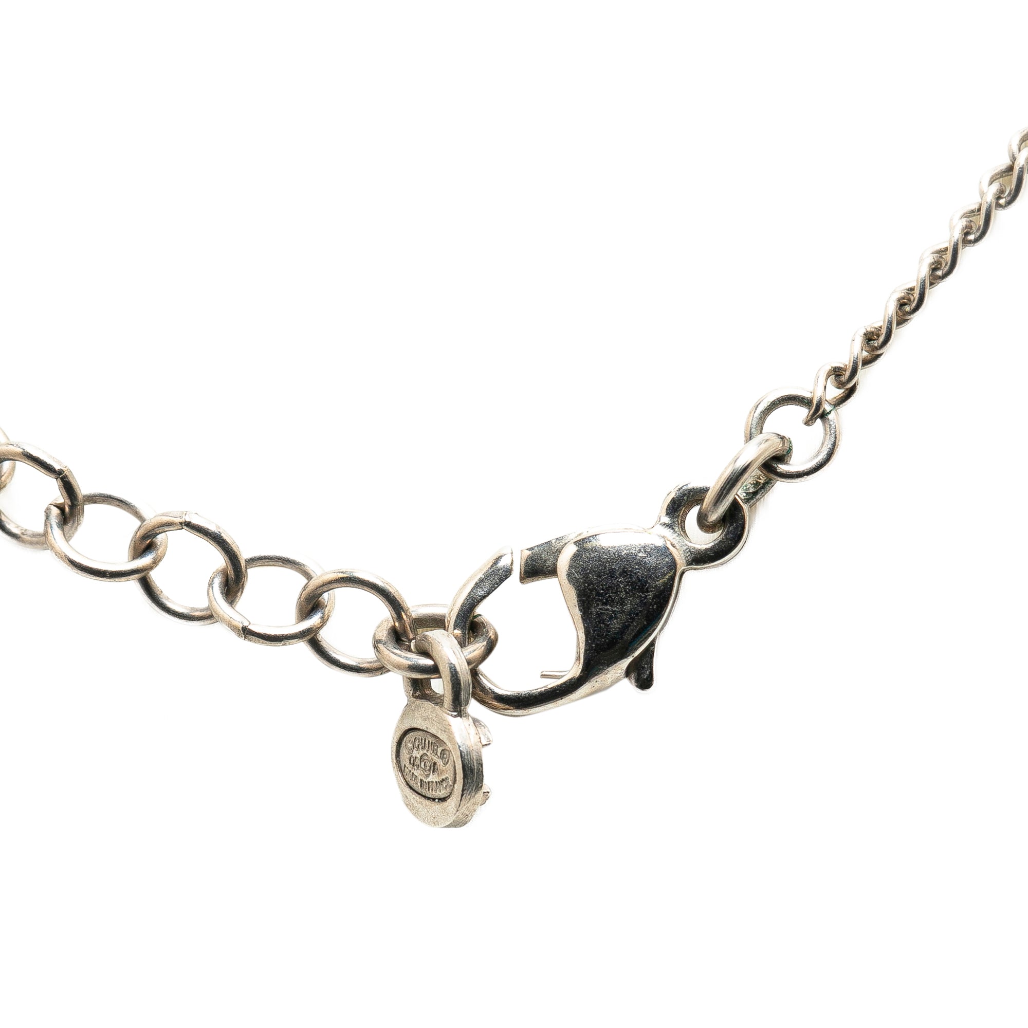 Silver Plated CC Camellia Charms Necklace