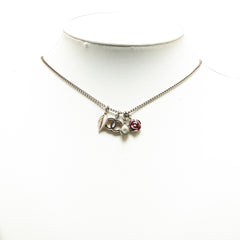 Silver Plated CC Camellia Charms Necklace