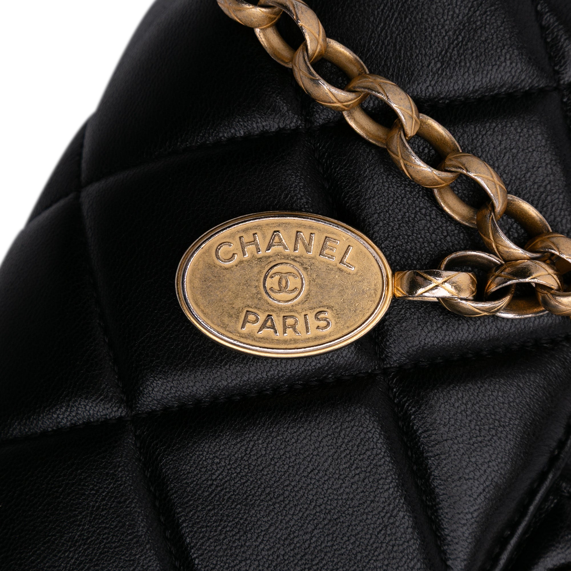 Mini Quilted Lambskin Bijoux Logo Chain Square Flap